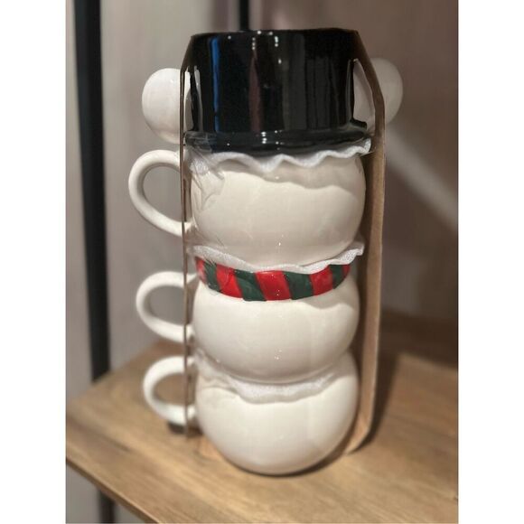 Disney Mickey Mouse Snowman Stacking Mugs